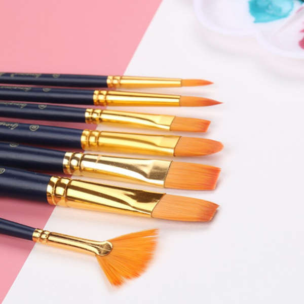 7pcs Multi shapes Artist Paint Brush Set Watercolour Acrylic Nylon Hair