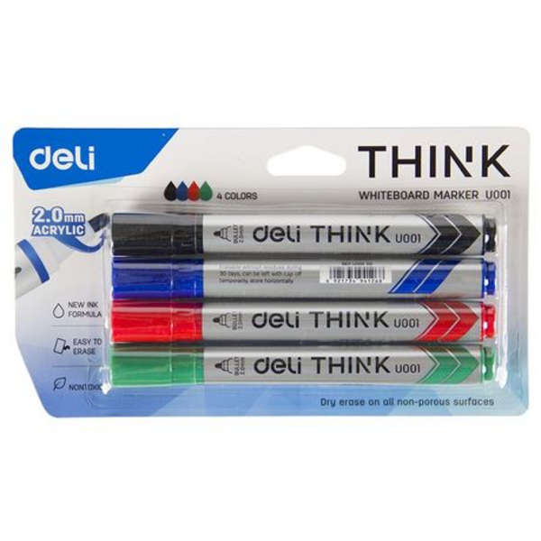 Deli Quality Whiteboard Markers 2.0mm Acrylic 4Pcs