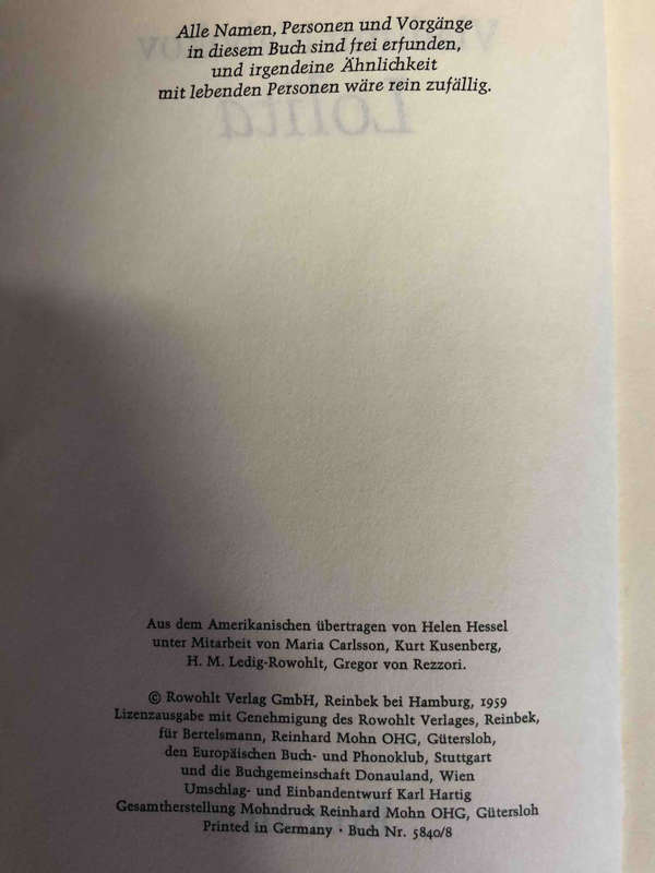 Lolita (German 1st Edition)