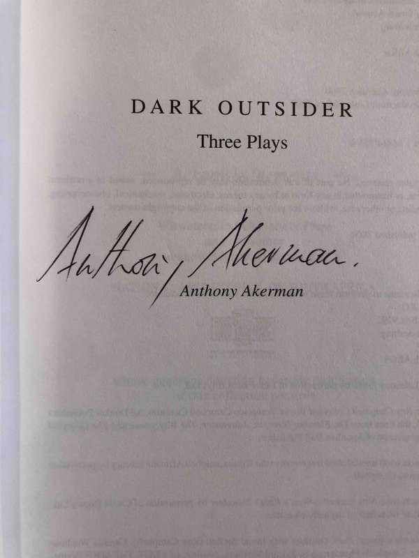 Dark Outsider: Three Plays (SIGNED and DEDICATED)