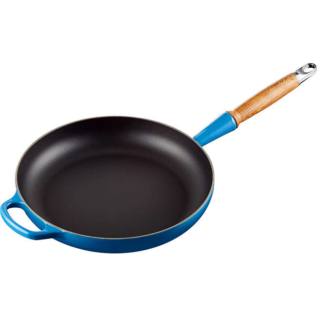 Signature Enamelled Cast Iron Frying Pan with Wooden Handle, 28cm