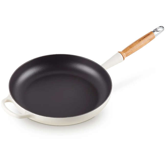 Signature Enamelled Cast Iron Frying Pan with Wooden Handle, 28cm