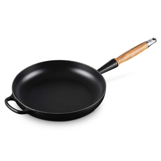 Signature Enamelled Cast Iron Frying Pan with Wooden Handle, 28cm