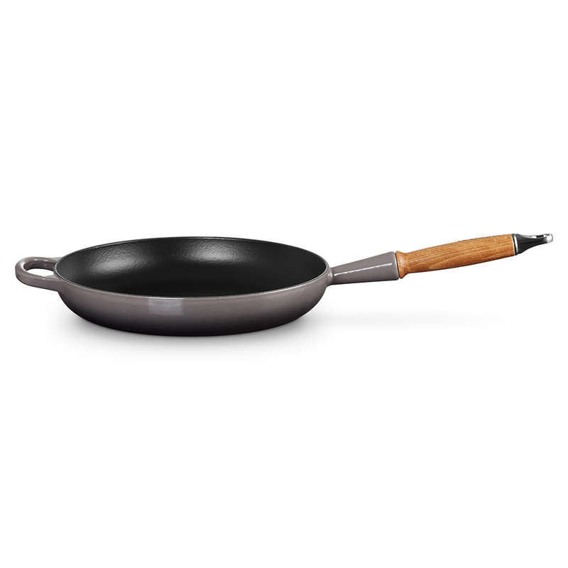 Signature Enamelled Cast Iron Frying Pan with Wooden Handle, 28cm