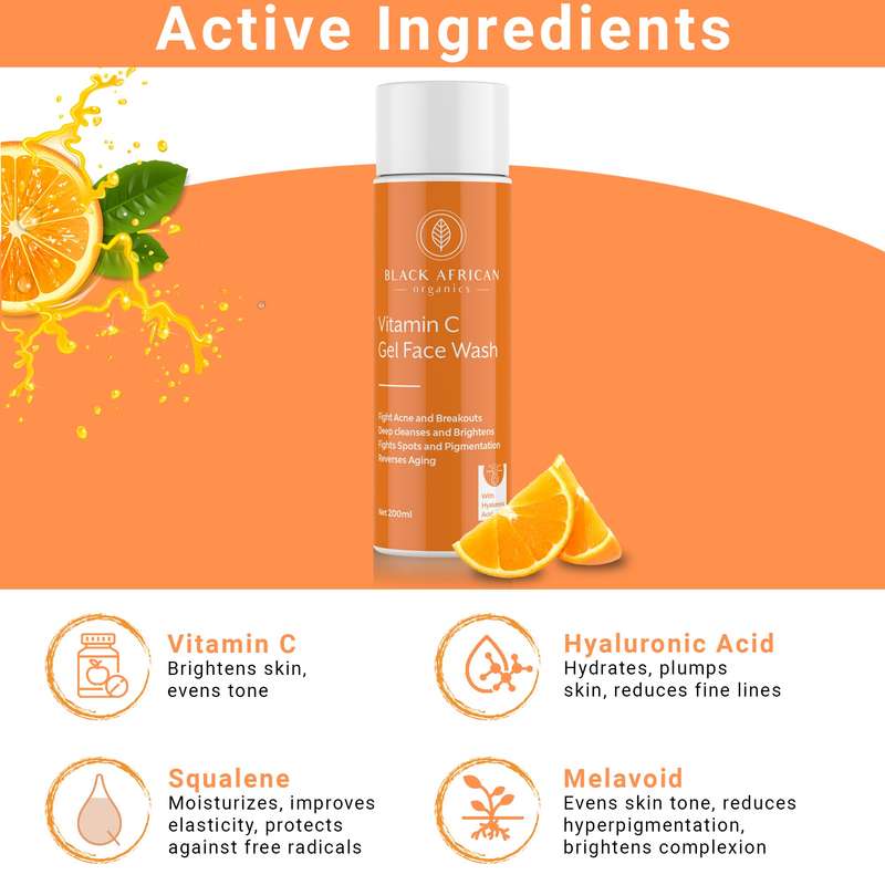 Vitamin C + Hyaluronic Acid Natural Face Cleansing Foaming Gel