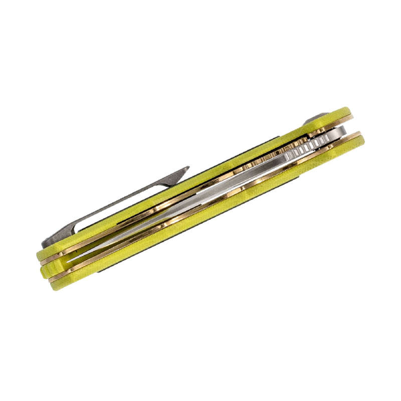 Shard Flipper Knife Fluorescent Green G10 Handles With Carbon Fibre Overlays- C806A