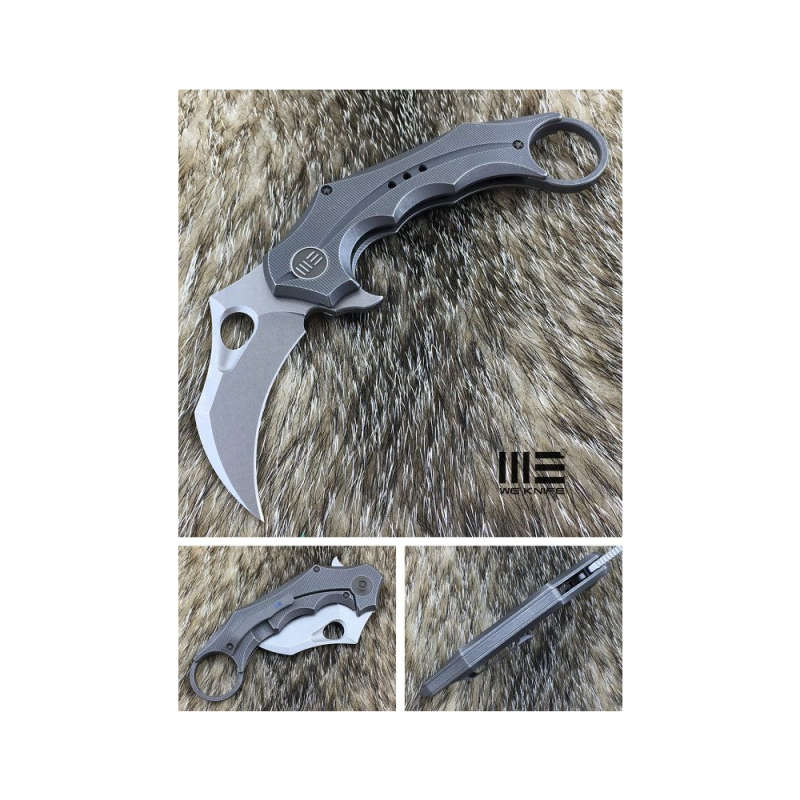 We Knife Grey TI Handle Stonewash Blade S35VN Blade- 708D