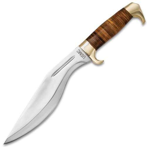 UNITED CUTLERY USMC STACKED LEATHER HANDLE KUKRI - UC3329