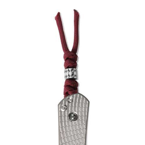 Chris reeves S31 lanyard knotted w/ dotted bead burgundy/silver - s31-7026