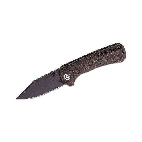 QSP QS145-A2 KESTREL LINER LOCK 14C28N  BLACK STONEWASHED DARK BROWN MICARTA