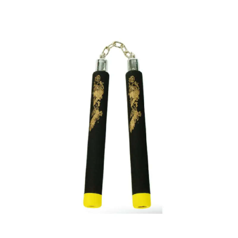 B.B. FOAM CHAKU W/DRAGON BLACK/YELLOW  12"  - E116B