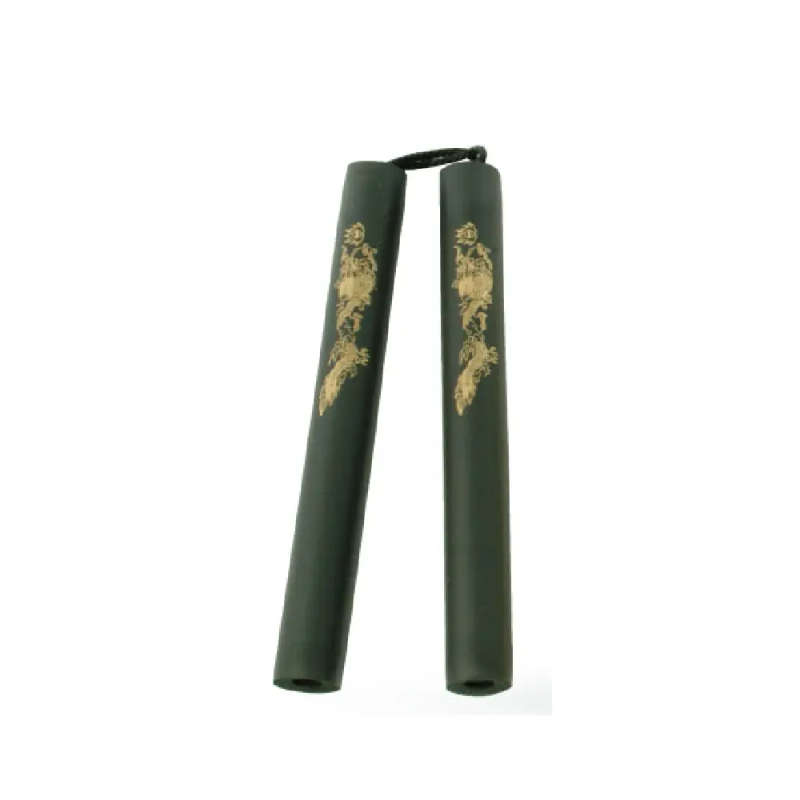 STRING FOAM CHAKU W/DRAGON BLACK 12"  - E121