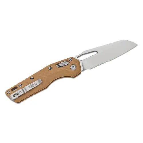 Microtech MSI® S/E Fluted G-10 Tan Stonewash Partial Serrated - 210-11FLGTTA