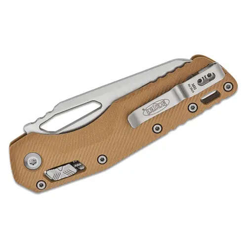 Microtech MSI® S/E Fluted G-10 Tan Stonewash Partial Serrated - 210-11FLGTTA