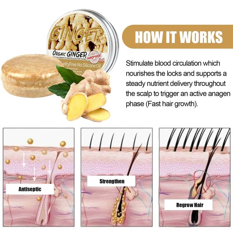 2 Piece Ginger Hair Regrowth Shampoo Bar 60g