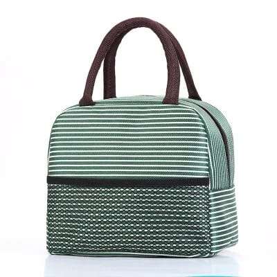 2 Stripe Thermal Insulated Lunch Bag Portable Foil Cooler Bag