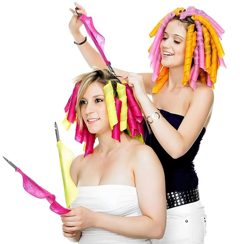 20Pcs Heatless Hair Curlers Rollers Spiral Curls Styling Kit with 2 Styling Hooks