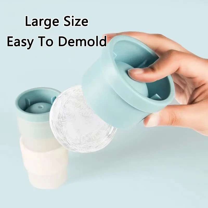 3 Round Ice Cube Mold Large Ice Balls Maker With Lid Silicone