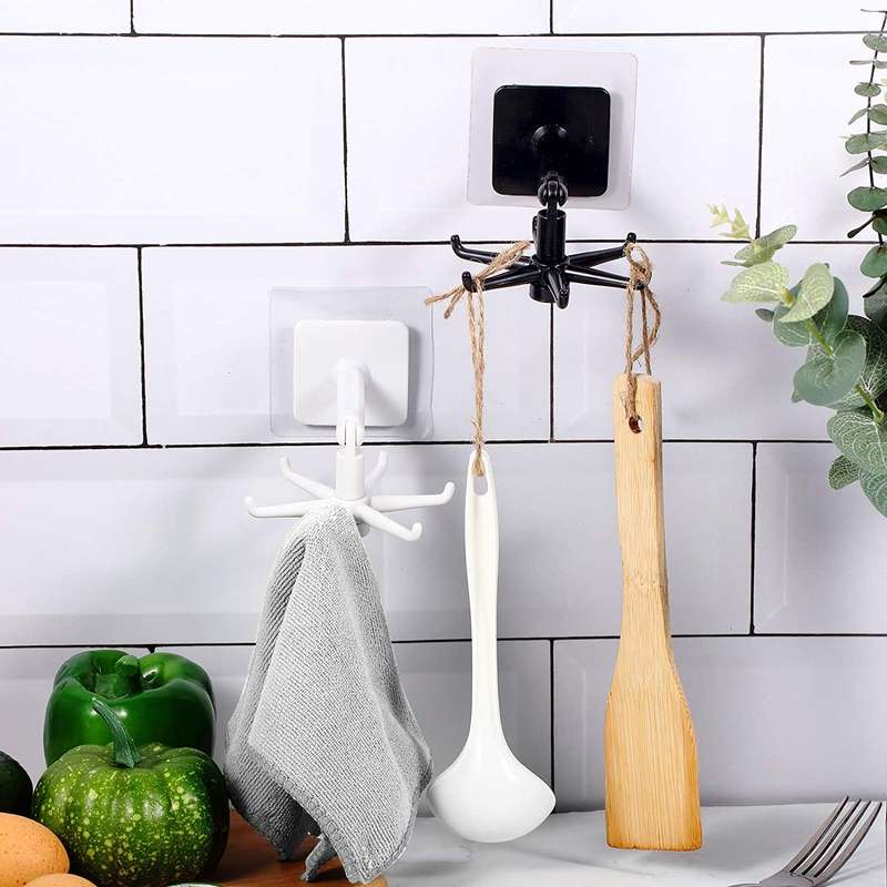 Rotating Folding Hook Multi-purpose Hanging Utensil Holder - Set Of 2