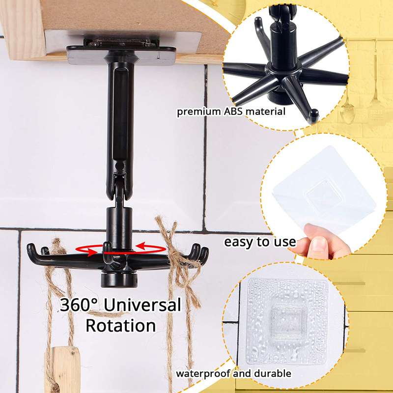Rotating Folding Hook Multi-purpose Hanging Utensil Holder - Set Of 2