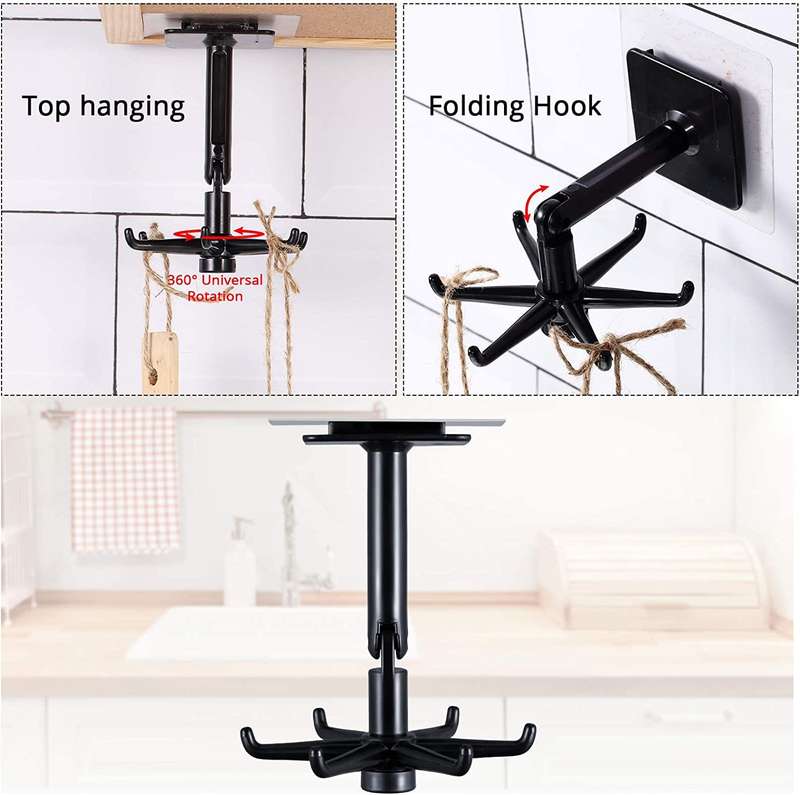 Rotating Folding Hook Multi-purpose Hanging Utensil Holder - Set Of 2