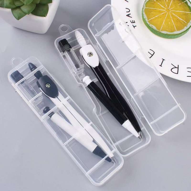 Metal Math Compass With Attached Clutch Pencil & Leads