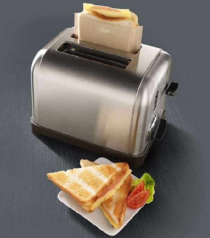 SENZA REUSABLE NON STICK TOASTER BAGS-PACK OF 4 - BPA FREE 180mm x 160mm