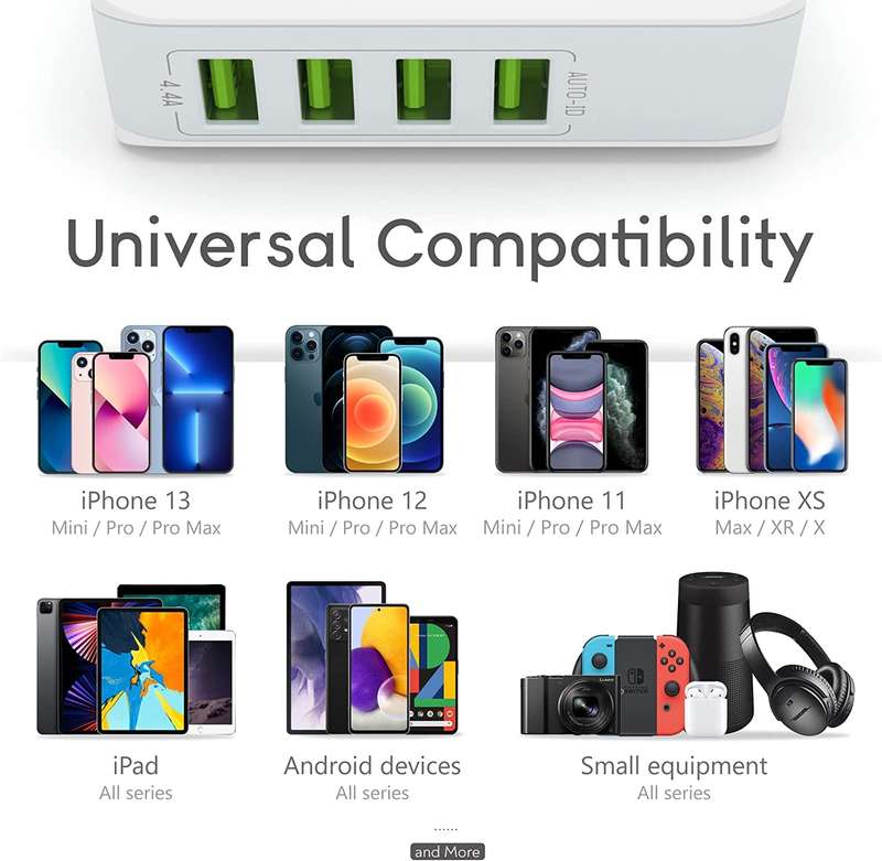 Multiple USB Wall Charger 4 Port Travel Power Adapter