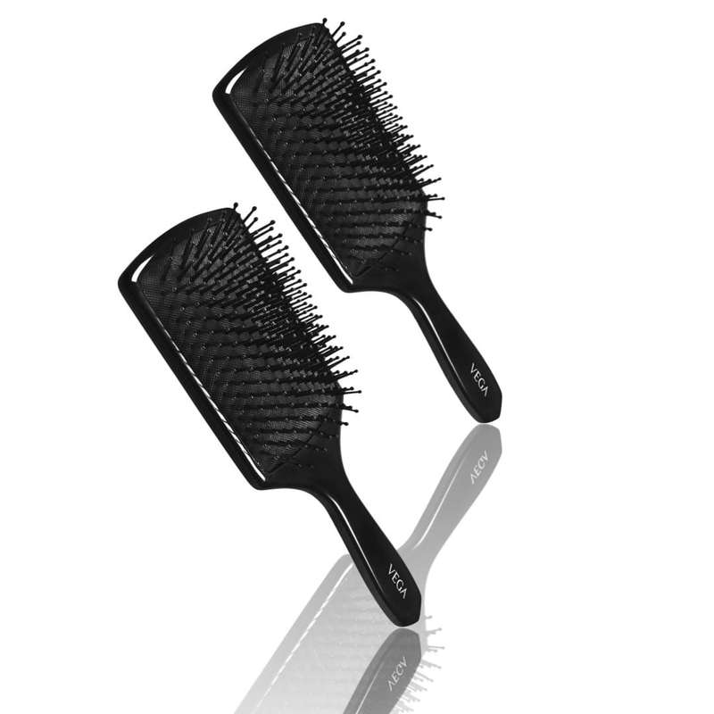 Senza Collection Paddle Hair Brush-Black-Blue Trim PACK OF 2