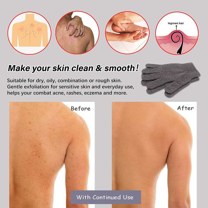 Shower Exfoliating Scrub Gloves - Pack Of 2 Pairs