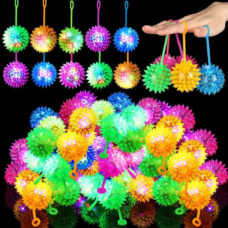 4 Pack Sound Making Soft Squishy Puffer Spiky Ball