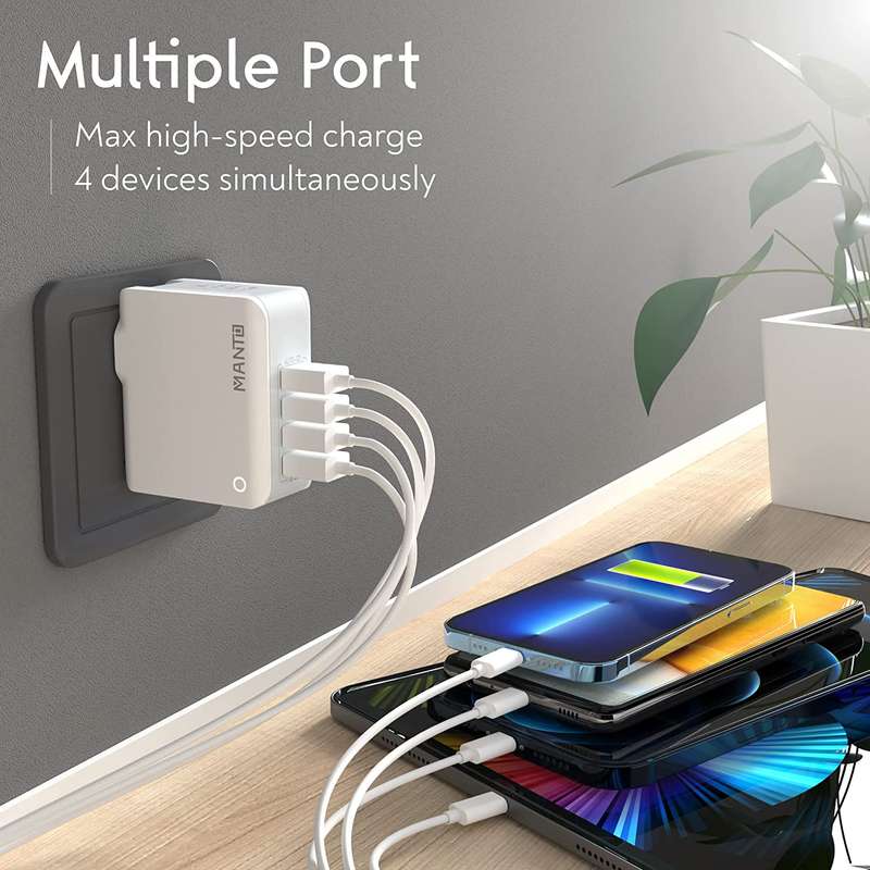 Multiple USB Wall Charger 4 Port Travel Power Adapter
