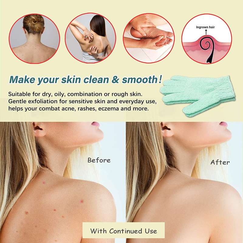 Shower Exfoliating Scrub Gloves - Pack Of 2 Pairs