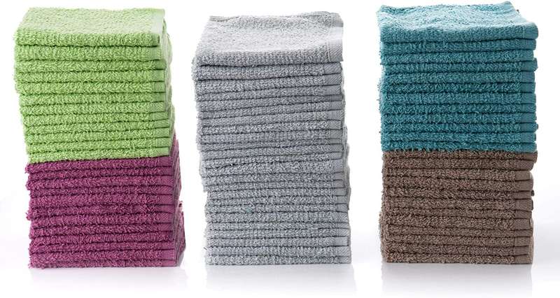 FACE CLOTHS SET - PACK OF 15 MIXED COLOURS