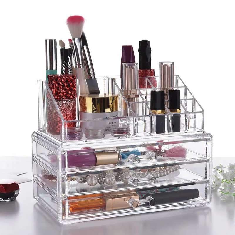 Acrylic Cosmetic and Jewellery Organizer Storage Holder with 3 Drawer