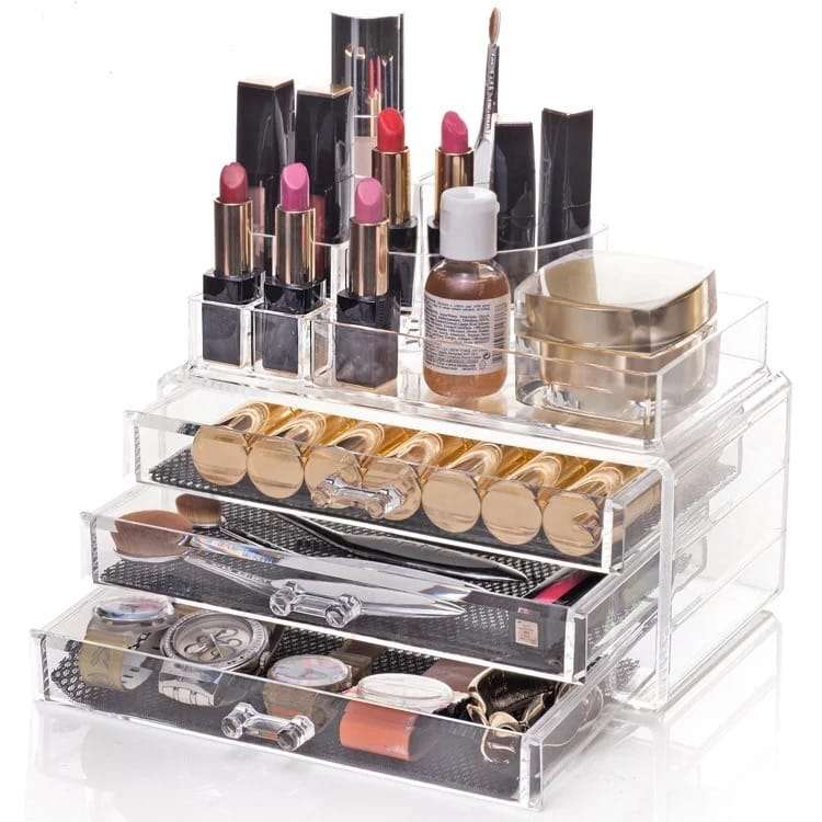Acrylic Cosmetic and Jewellery Organizer Storage Holder with 3 Drawer