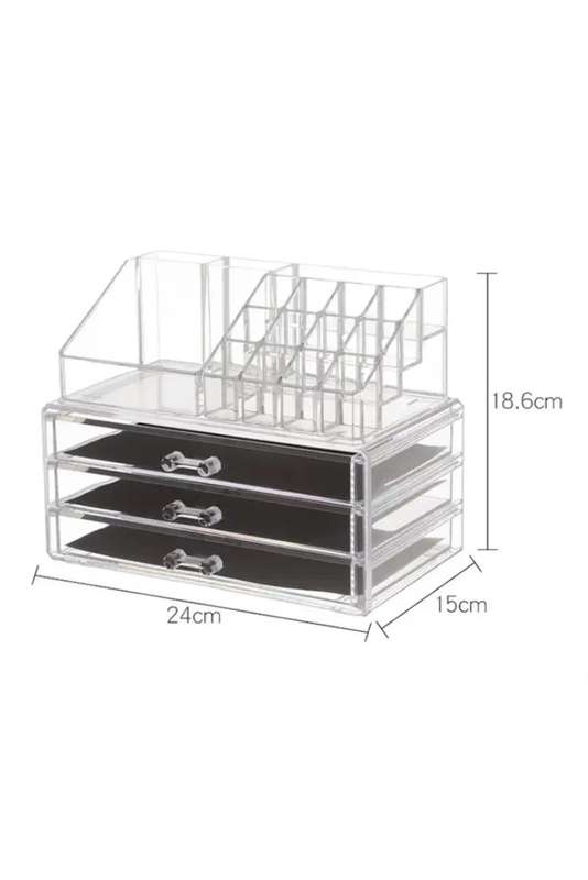Acrylic Cosmetic and Jewellery Organizer Storage Holder with 3 Drawer