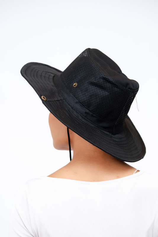Adrian Summer Sun Beach Hat With Drawstring Black