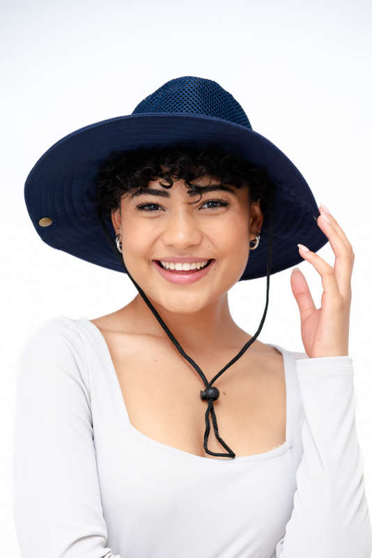 Adrian Summer Sun Beach Hat With Drawstring Navy
