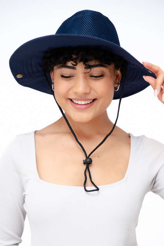 Adrian Summer Sun Beach Hat With Drawstring Navy