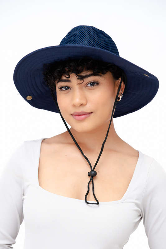 Adrian Summer Sun Beach Hat With Drawstring Navy