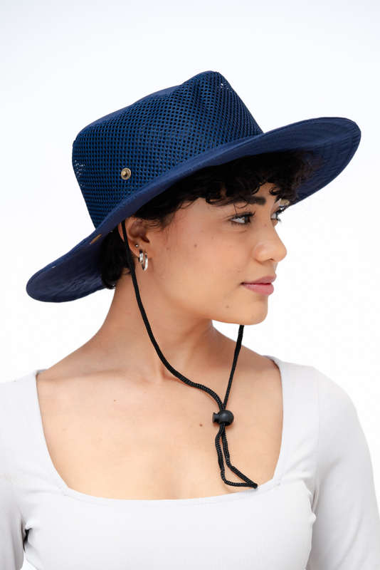 Adrian Summer Sun Beach Hat With Drawstring Navy