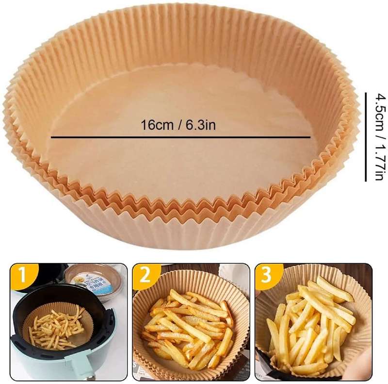 Box Of 100 Air Fryer Disposable Paper Liner 160mm