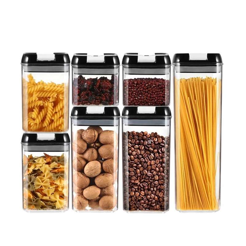Airtight Food Storage Containers 7 Piece Set Black