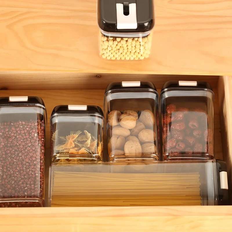 Airtight Food Storage Containers 7 Piece Set Black