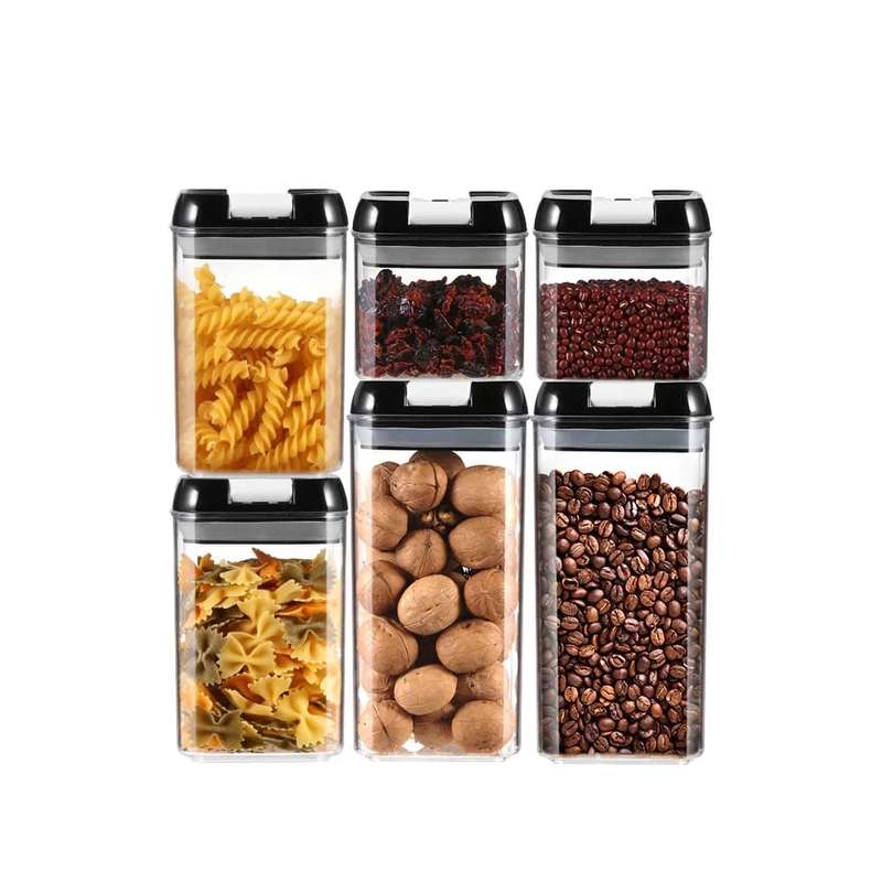 Airtight Food Storage Containers 6 Piece Set Black