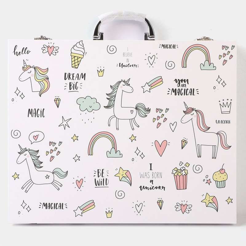 Unicorn Art Set Gift Box 64 Piece Kids Painting & Drawing Kit
