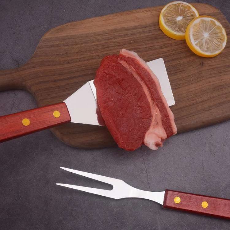 BBQ Grill Tools Set Braai Tools, 3 Piece Stainless Steel For Camping & Outdoor