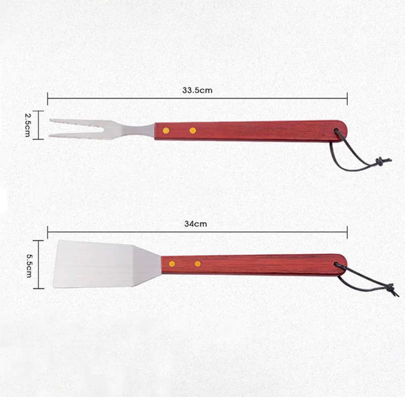 BBQ Grill Tools Set Braai Tools, 3 Piece Stainless Steel For Camping & Outdoor