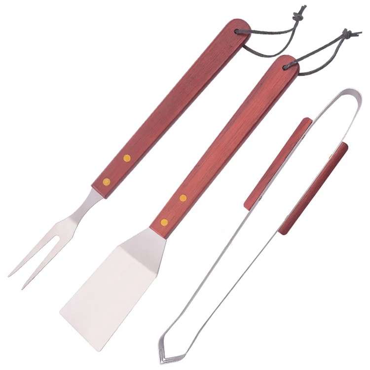 BBQ Grill Tools Set Braai Tools, 3 Piece Stainless Steel For Camping & Outdoor